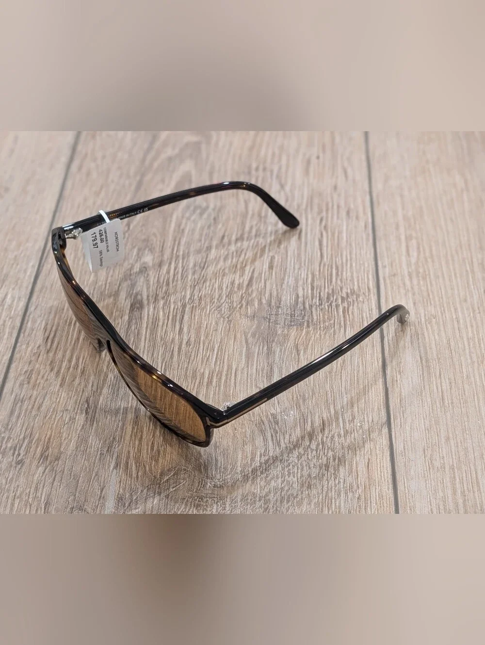 $465 Mens Authentic TOM FORD Prescott 60mm Square Sunglasses Dark Havana/Amber